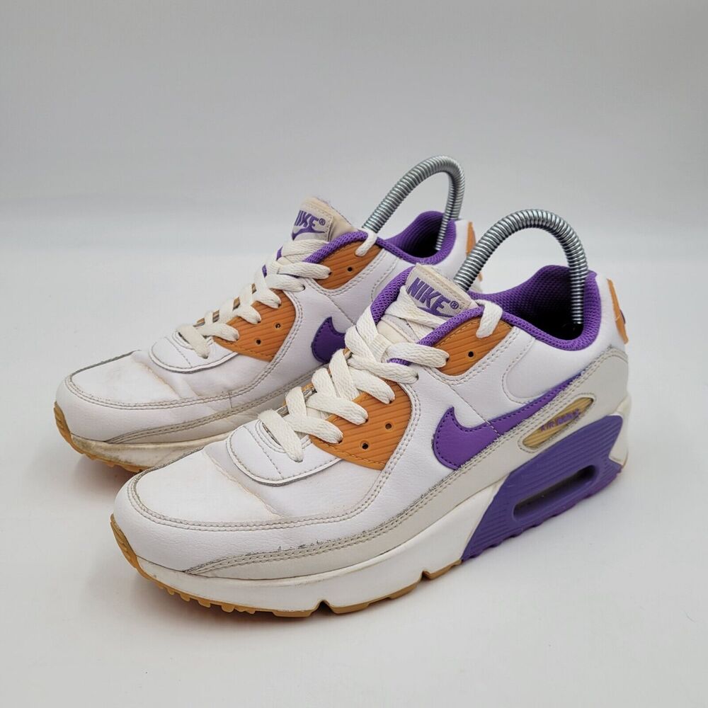 Nike Air Max 90 LTR White Action Grape DV3607-103 Athletic Kids Shoes Size 6Y